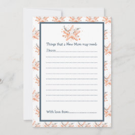 Cute Floral Starfish Baby Shower 招待状