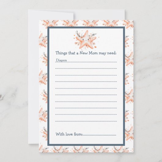 Cute Floral Starfish Baby Shower 招待状 (正面)