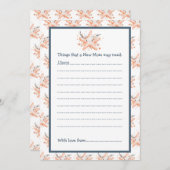 Cute Floral Starfish Baby Shower 招待状 (正面/裏面)