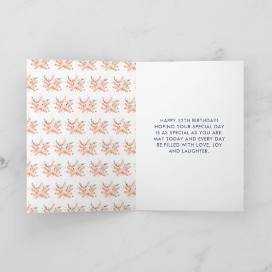 Cute Floral Starfish Birthday Party カード (内部)