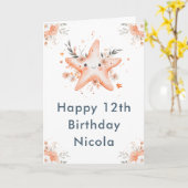 Cute Floral Starfish Birthday Party カード (黄色い花)