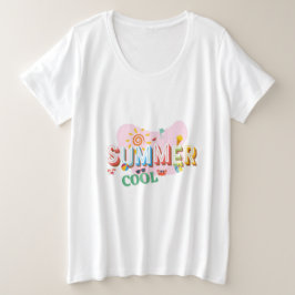 Cute Floral Summer Graphic Tee – Colorful Sunshine プラスサイズTシャツ