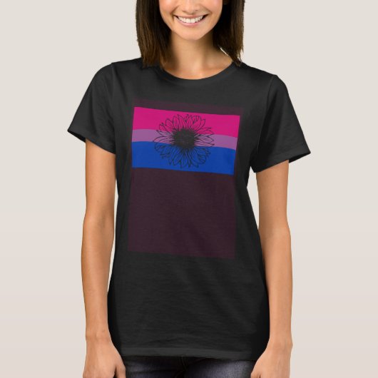 Cute Floral Sunflower Gay Bisexual Pride Flag Girl Tシャツ (正面)