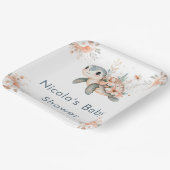 Cute Floral Turtle Baby Shower ペーパープレート (傾斜あり)