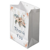 Cute Floral Turtle Baby Shower ミディアムペーパーバッグ (正面アングル)