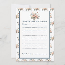 Cute Floral Turtle Baby Shower 招待状