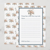 Cute Floral Turtle Baby Shower 招待状 (正面/裏面)