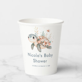 Cute Floral Turtle Baby Shower 紙コップ