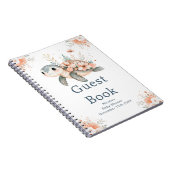Cute Floral Turtle Baby Shower Guest Book ノートブック (右側)