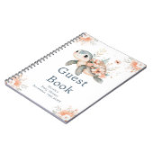 Cute Floral Turtle Baby Shower Guest Book ノートブック (左側)