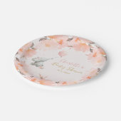 Cute Floral Watercolor Elephant with Balloon ペーパープレート (アングル)