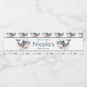 Cute Floral Whale Baby Shower ペットボトルラベル (シングルラベル)