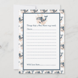 Cute Floral Whale Baby Shower 招待状