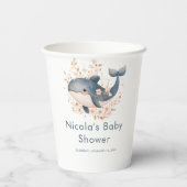 Cute Floral Whale Baby Shower 紙コップ (裏面)
