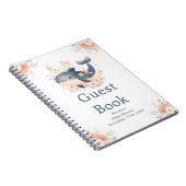 Cute Floral Whale Baby Shower Guest Book ノートブック (右側)