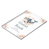 Cute Floral Whale Baby Shower Guest Book ノートブック (左側)