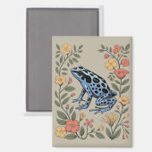 Cute Flower Blue Poison Dart Frog Toad  Frog Lover マグネット (正面/裏面)