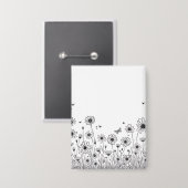 Cute Flower Button – Black and White Wildflower 缶バッジ (正面/裏面)
