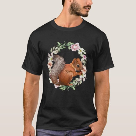 Cute Flower Circle And Squirrel  Animal & Nature Tシャツ (正面)