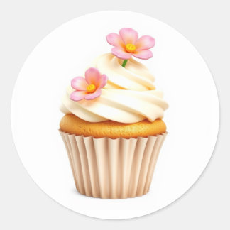 Cute Flower Cupcake Stickers ラウンドシール
