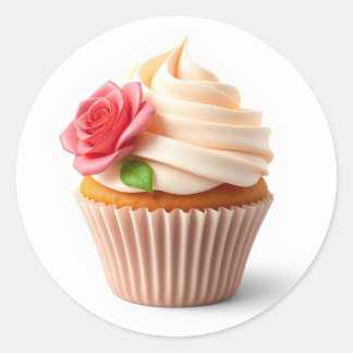Cute Flower Cupcake Stickers ラウンドシール
