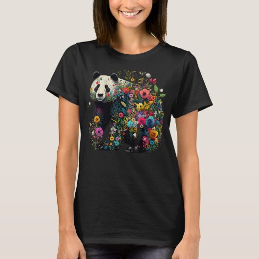 Cute Flower Panda on summer Floral Panda 1 Tシャツ (正面)