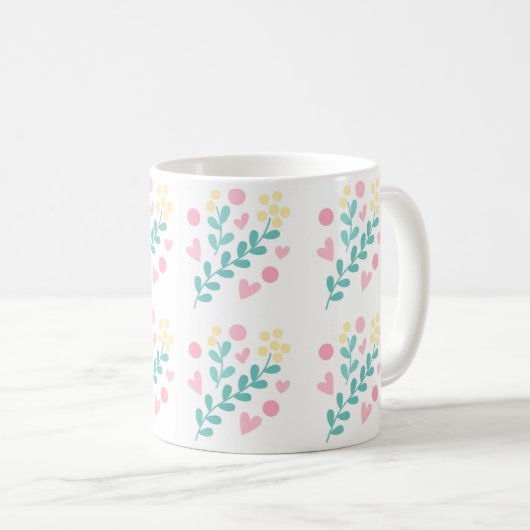 Cute flower pattern design コーヒーマグカップ (正面右)