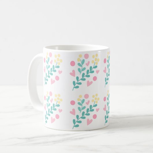 Cute flower pattern design コーヒーマグカップ (正面左)