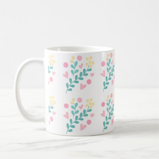Cute flower pattern design コーヒーマグカップ (左)