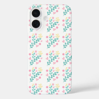 Cute flower pattern design iPhone 16ケース