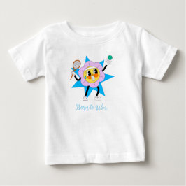 Cute Flower Playing Tennis – Funny Sports kids tsh ベビーTシャツ