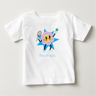 Cute Flower Playing Tennis – Funny Sports kids tsh ベビーTシャツ