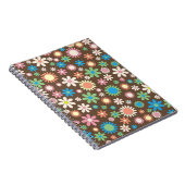 Cute Flower Power Pattern Brown ノートブック (右側)