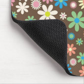 Cute Flower Power Pattern Brown マウスパッド (コーナー)