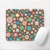 Cute Flower Power Pattern Brown マウスパッド (マウス)