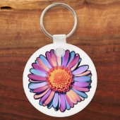  Cute Flower Purple Pink Blue Boho Daisy Bisexual キーホルダー (正面)