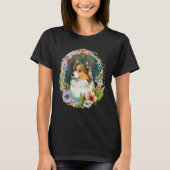 Cute Flower Sheltie summer Floral Shetland Sheepdo Tシャツ (正面)