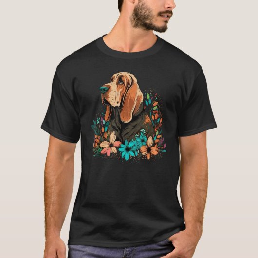 Cute Flower summer Floral Bloodhound 1 Tシャツ (正面)