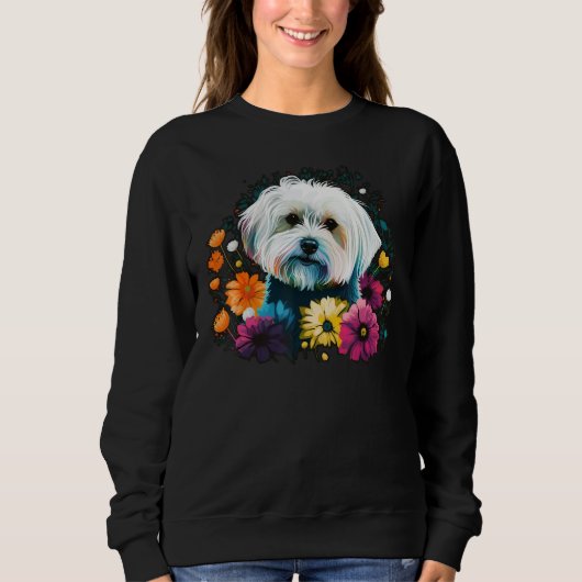 Cute Flower summer Floral Maltese dog 1 スウェットシャツ (正面)