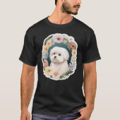 Cute Flower summer Floral Maltese dog Tシャツ (正面)