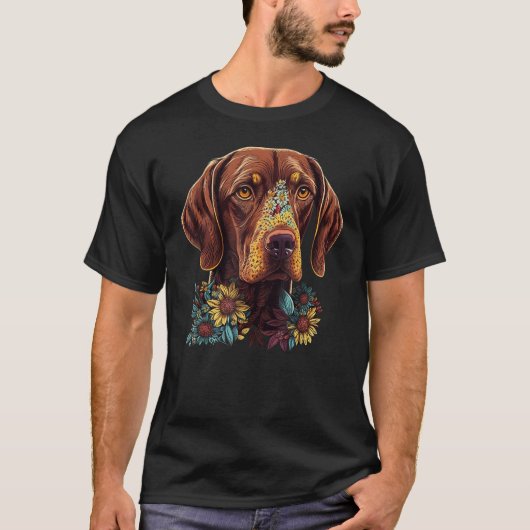 Cute Flower summer Floral Vizsla Tシャツ (正面)