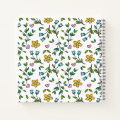Cute Flowers and Hearts Light Pattern ノートブック (裏面)
