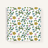 Cute Flowers and Hearts Light Pattern ノートブック (正面)