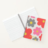Cute flowers Red Custom script Spiral Notebook ノートブック (内部)