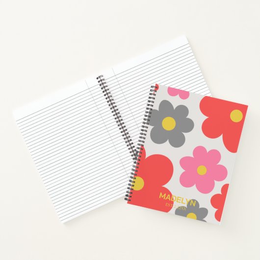 Cute flowers Red Custom script Spiral Notebook ノートブック (内部)