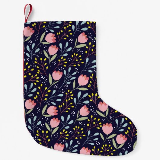 Cute flowers seamless pattern スモールクリスマスストッキング (正面)