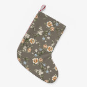 cute flowers with leaves pattern on grey backgroun スモールクリスマスストッキング (正面 (吊り時))