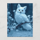 Cute Fluffy Arctic Fox Owl Hybrid Fantasy Critter ポストカード (正面)