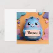 Cute Fluffy Blue Hamster Holding a Sign with Name (正面/裏面)