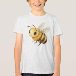 Cute Fluffy Bumblebee Character Illustration トライブレンドＴシャツ
